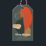 Red Green Christmas Abstrakt Custom Grußname Geschenkanhänger<br><div class="desc">Frohe Weihnachten Abstrakt Art Custom Gruß und Name Geschenketiketten in Rot und Grün</div>