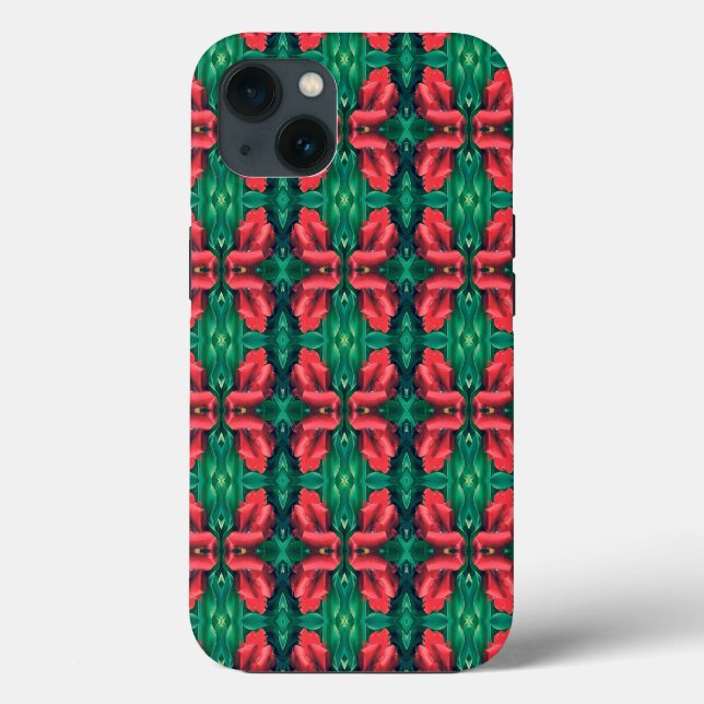 Red Green Christmas Blumenmuster 4Eva Case-Mate iPhone Hülle (Rückseite)