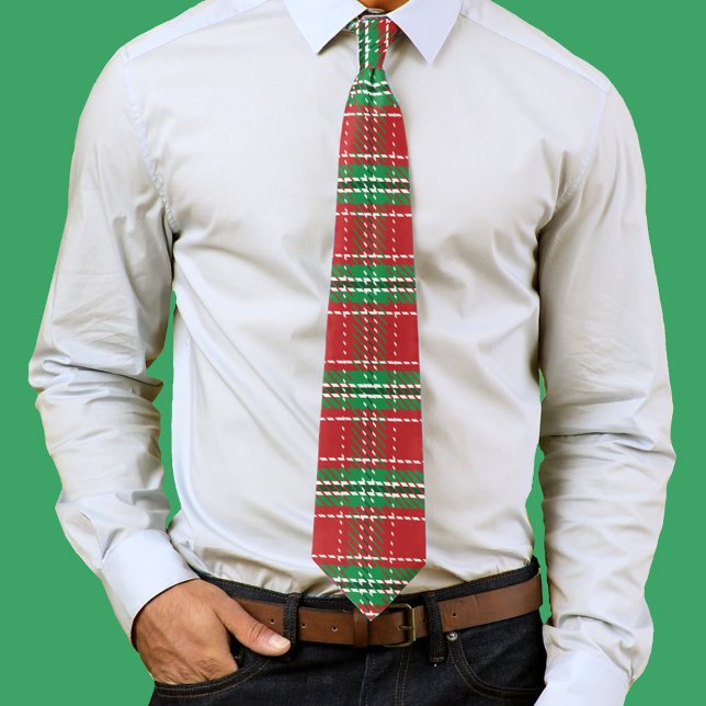 Red Green Christmas Kariert Pattern Krawatte (Red and green plaid pattern neck tie. )