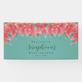 Red & Green Christmas Poinsettia Kinderdusche Banner