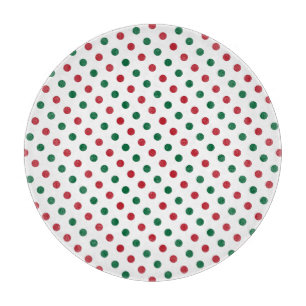 Red & Green Christmas Polka Dot Pattern Schneidebrett