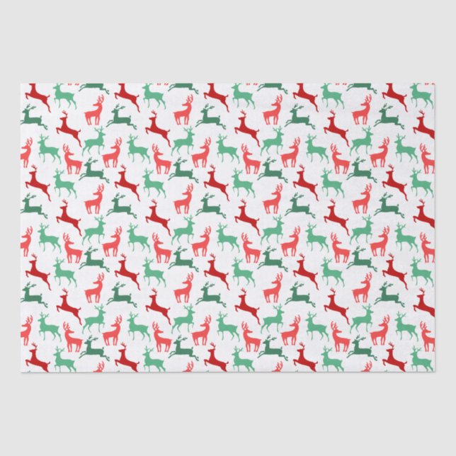 Red Green Christmas Reindeer Muster White Seidenpapier (Vorderseite)