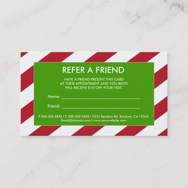 Red green Christmas renvoie un ami carte de visite (Devant)