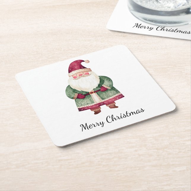 Red Green Christmas Santa Claus Rechteckiger Pappuntersetzer (angewinkelt)