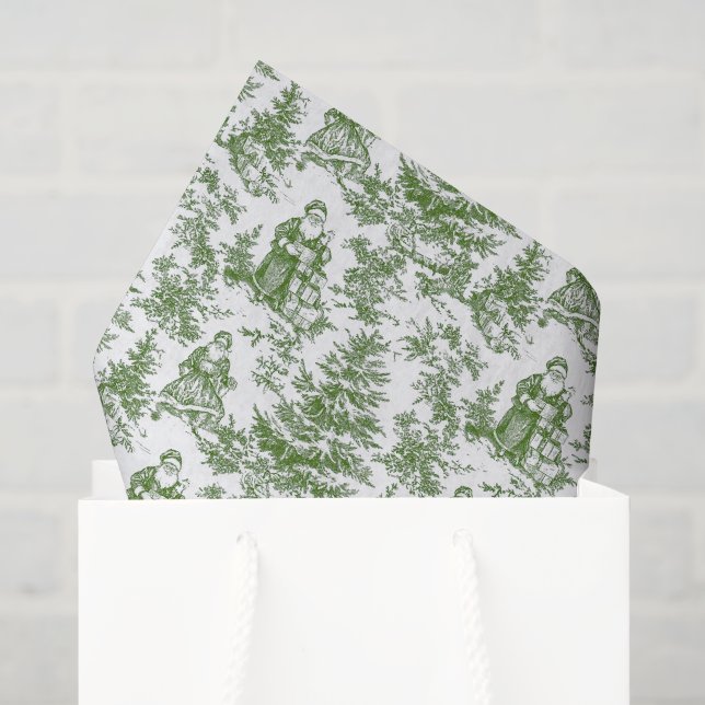 Red & Green Christmas Santa Toile Seidenpapier (Geschenktüte)