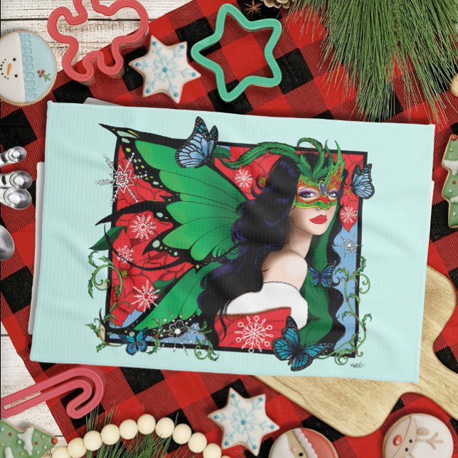 Red Green Christmas Solstice Fairy Geschirrtuch (Von Creator hochgeladen)