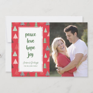 Red Green Christmas Trees Carte photo de vacances