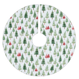 Red Green Christmas Trees Polyester Weihnachtsbaumdecke