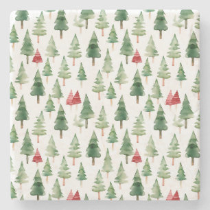 Red Green Christmas Trees Steinuntersetzer