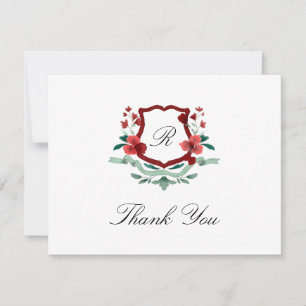 Red & Green Classic Christmas Crest Carte de remer