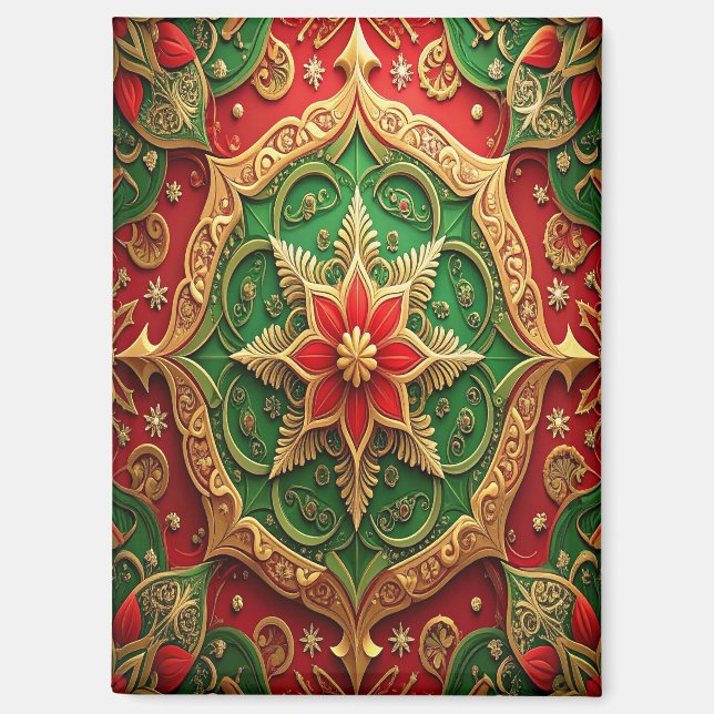 Red Green Decorative Christmas Holiday Magnet (Recto)