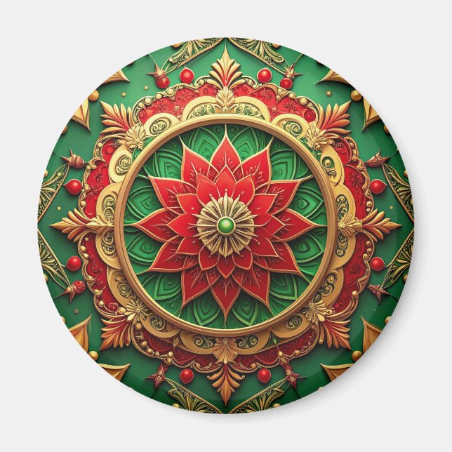 Red Green Decorative Christmas Holiday Magnet (Vorne)