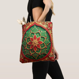 Red Green Decorative Christmas Holiday Tote Bag Tasche