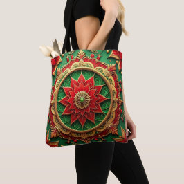 Red Green Decorative Christmas Holiday Tote Bag Tasche