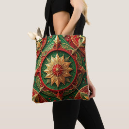 Red Green Decorative Christmas Holiday Tote Bag Tasche