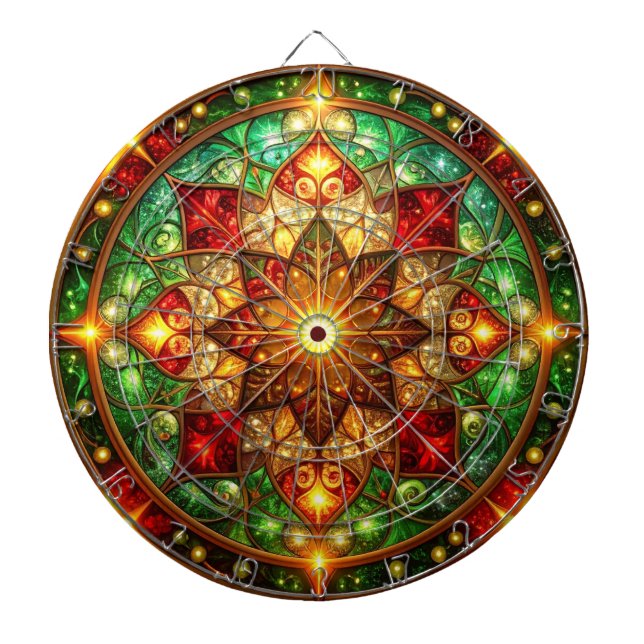Red Green Decorative Floral Dartboard Dartscheibe (vorne)