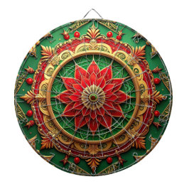 Red Green Decorative Floral Dartboard Dartscheibe