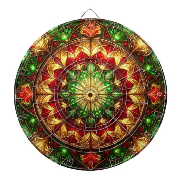Red Green Decorative Floral Dartboard Dartscheibe (vorne)