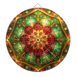 Red Green Decorative Floral Dartboard Dartscheibe