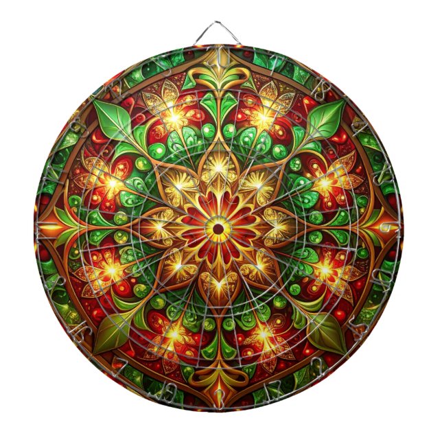 Red Green Decorative Floral Dartboard Dartscheibe (vorne)