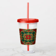 Red Green Decorative Holiday Acrylic Tumbler