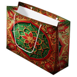 Red Green Decorative Holiday Gift Bag Große Geschenktüte