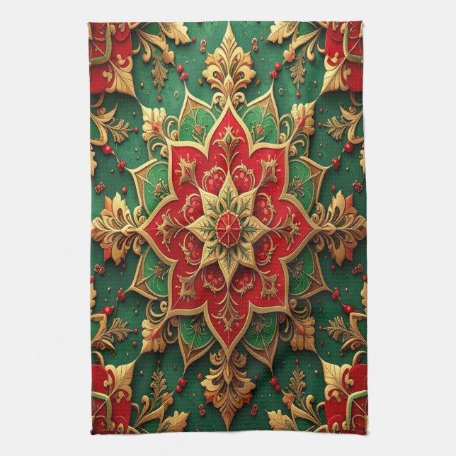 Red Green Decorative Holiday Kitchen Towel Geschirrtuch (Vertikal)