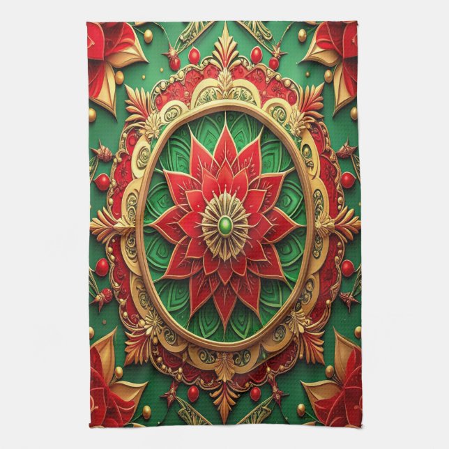 Red Green Decorative Holiday Kitchen Towel Geschirrtuch (Vertikal)
