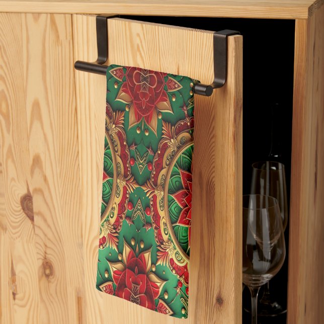 Red Green Decorative Holiday Kitchen Towel Geschirrtuch (Drittel gefaltet)