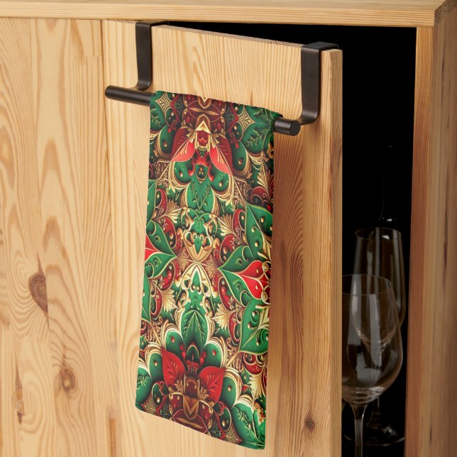 Red Green Decorative Holiday Kitchen Towel Geschirrtuch (Drittel gefaltet)