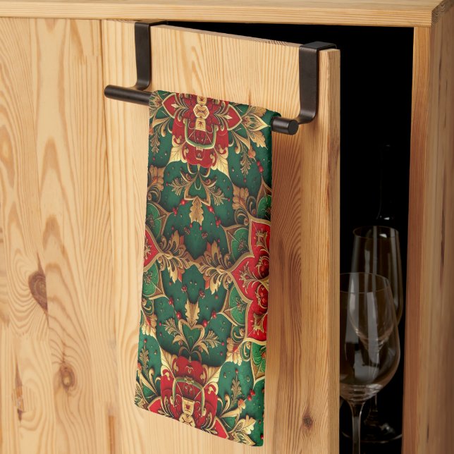 Red Green Decorative Holiday Kitchen Towel Geschirrtuch (Drittel gefaltet)