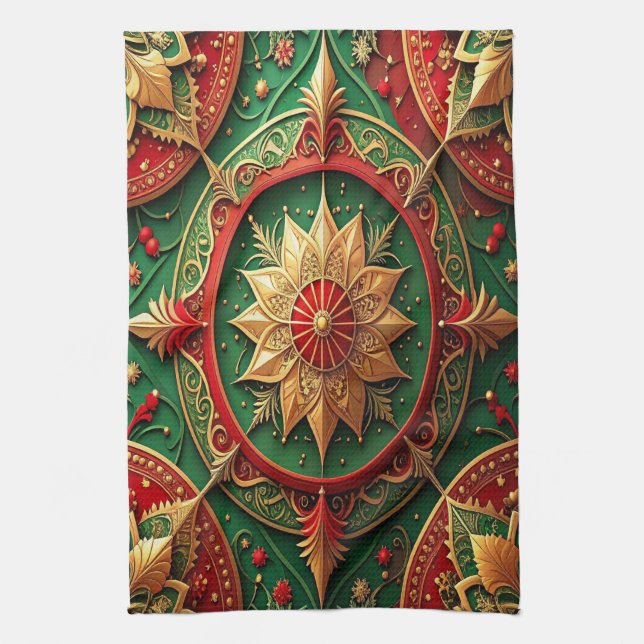 Red Green Decorative Holiday Kitchen Towel Geschirrtuch (Vertikal)