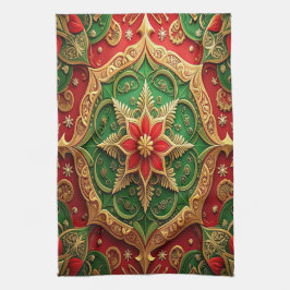 Red Green Decorative Holiday Kitchen Towel Geschirrtuch