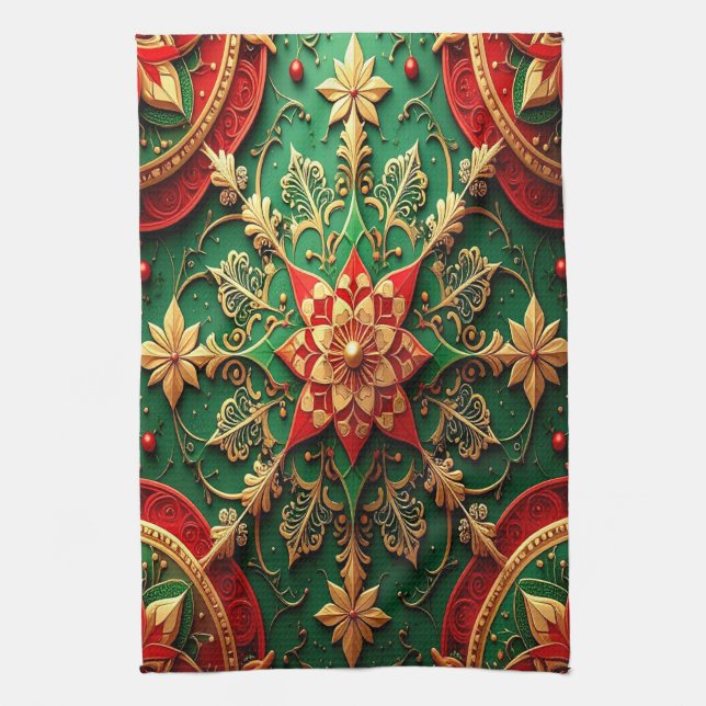 Red Green Decorative Holiday Kitchen Towel Geschirrtuch (Vertikal)