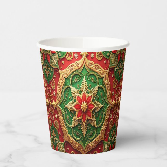 Red Green Decorative Holiday Paper Cups Pappbecher (Links)