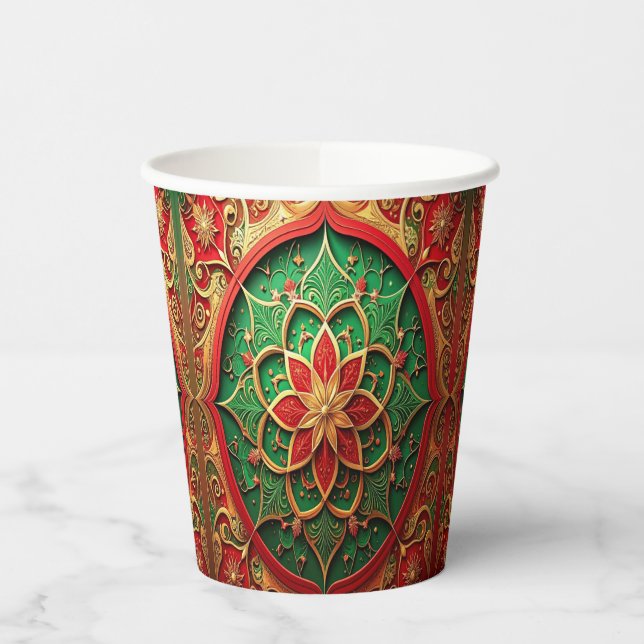 Red Green Decorative Holiday Paper Cups Pappbecher (Links)