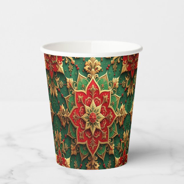 Red Green Decorative Holiday Paper Cups Pappbecher (Links)