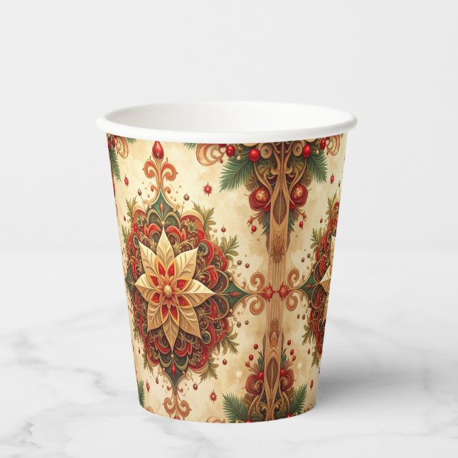 Red Green Decorative Holiday Paper Cups Pappbecher (Vorderseite)