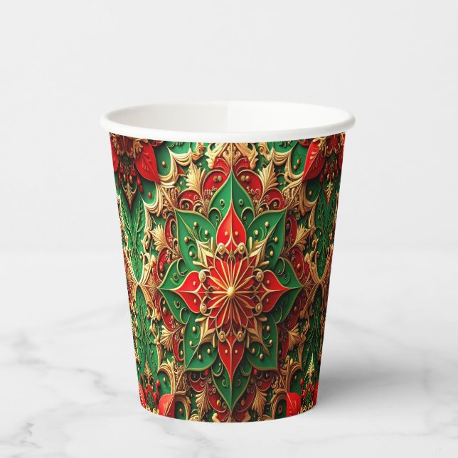 Red Green Decorative Holiday Paper Cups Pappbecher (Links)