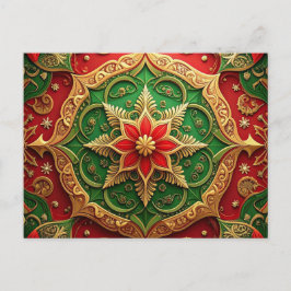 Red Green Decorative Holiday Postcard Postkarte