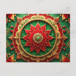 Red Green Decorative Holiday Postcard Postkarte