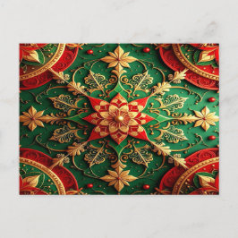 Red Green Decorative Holiday Postcard Postkarte