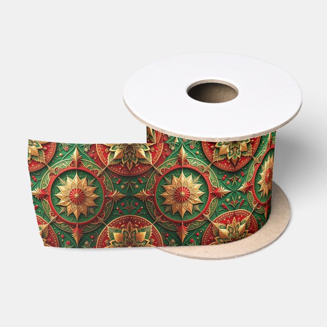Red Green Decorative Holiday Satin Ribbon Satinband (Spule)