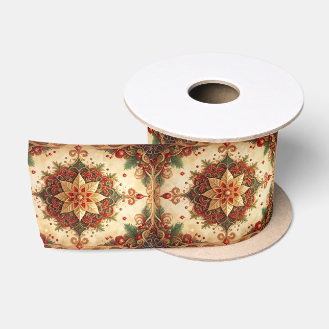 Red Green Decorative Holiday Satin Ribbon Satinband (Spule)