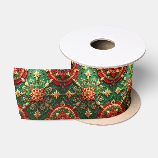Red Green Decorative Holiday Satin Ribbon Satinband (Spule)