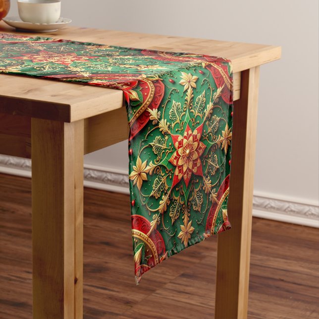 Red Green Decorative Holiday Table Runner Mittelgroßer Tischläufer (Beispiel)