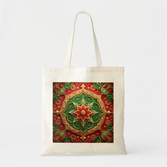 Red Green Decorative Holiday Tote Bag Tragetasche (Vorne)