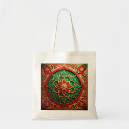 Red Green Decorative Holiday Tote Bag Tragetasche