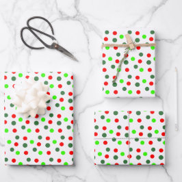 Red Green Dots Weihnachten Geschenkpapier Set