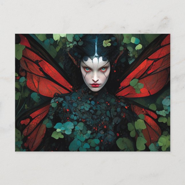 Red Green Fairy Fantasy Art Postkarte (Vorderseite)